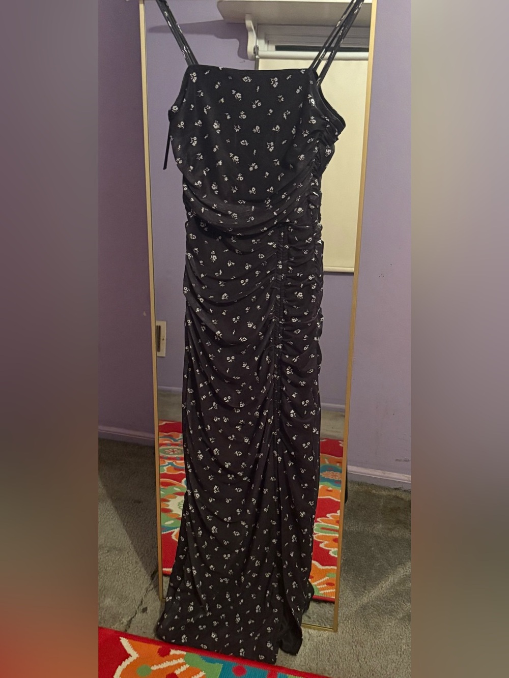 Streetwear Society Black Floral Ruched Maxi Dress
